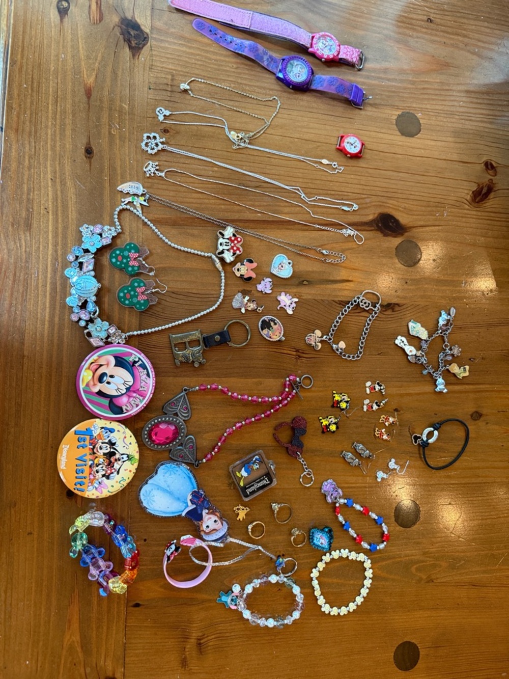 Large lot of Disney Pink and Purple Kids Jewelry & Watch